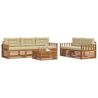Set di divani da esterno con cuscino 6 pcs Naturale e Beige