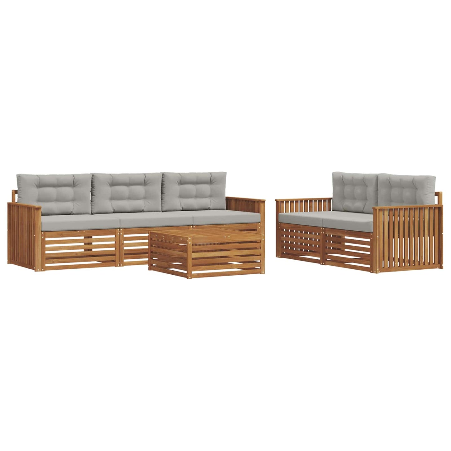 Set di divani da esterno 6 pcs Grigio Naturale e Chiaro | homemem39