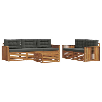 Set di divani da esterno con cuscino 6 pcs Naturale e Antracite | homemem39