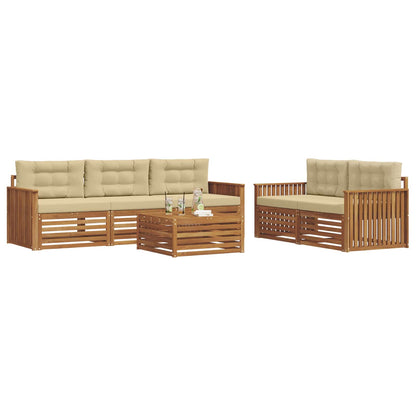 Set di divani da esterno con cuscino 6 pcs Naturale e Beige