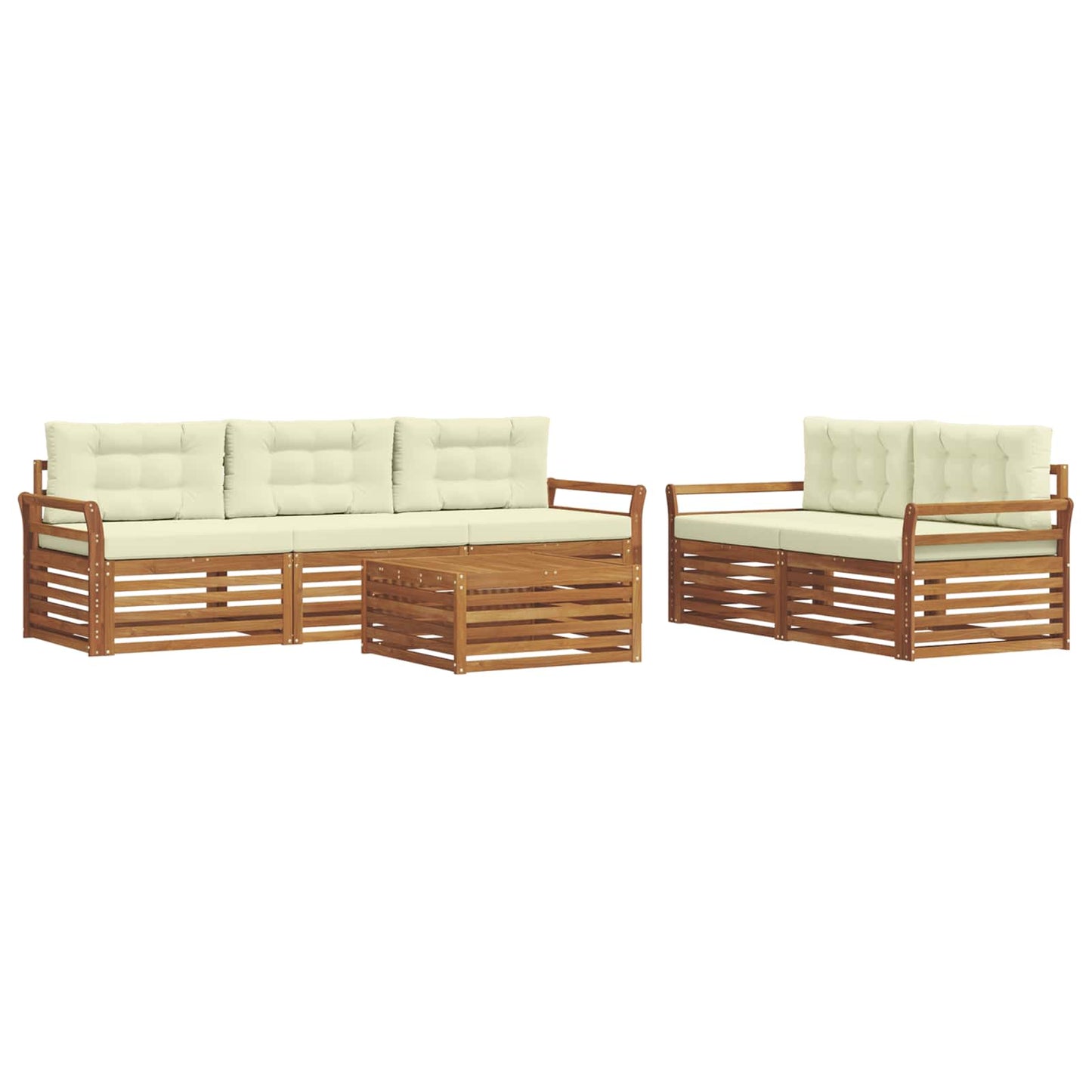 Set di divani da esterno con cuscino 6 pcs Naturale e Crema | homemem39