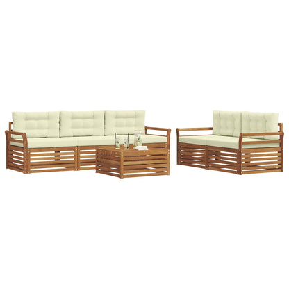 Set di divani da esterno con cuscino 6 pcs Naturale e Crema