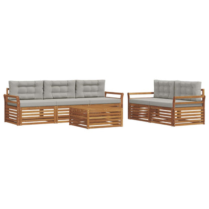 Set di divani da esterno 6 pcs Grigio Naturale e Chiaro | homemem39