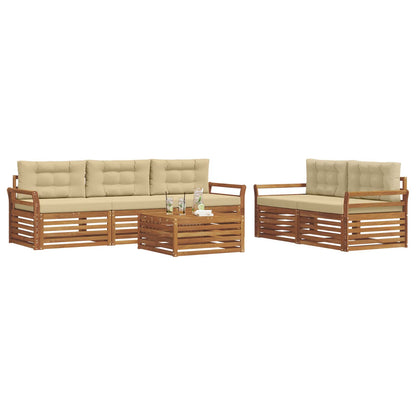 Set di divani da esterno con cuscino 6 pcs Naturale e Beige | homemem39