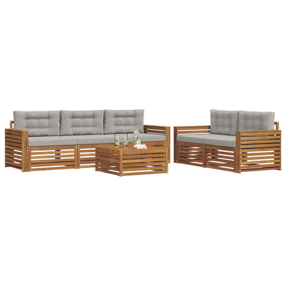 Set di divani da esterno 6 pcs Grigio Naturale e Chiaro