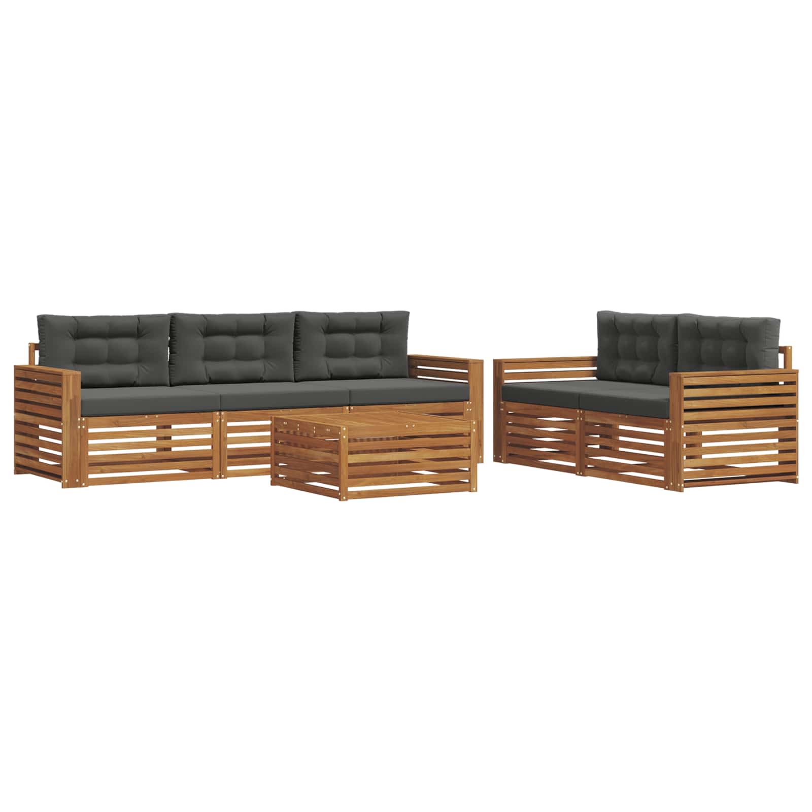 Set di divani da esterno con cuscino 6 pcs Naturale e Antracite | homemem39