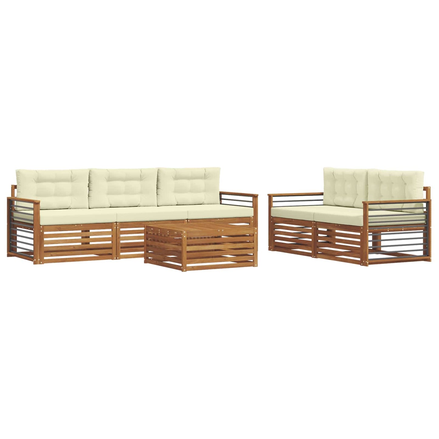 Set di divani da esterno con cuscino 6 pcs Naturale e Crema | homemem39