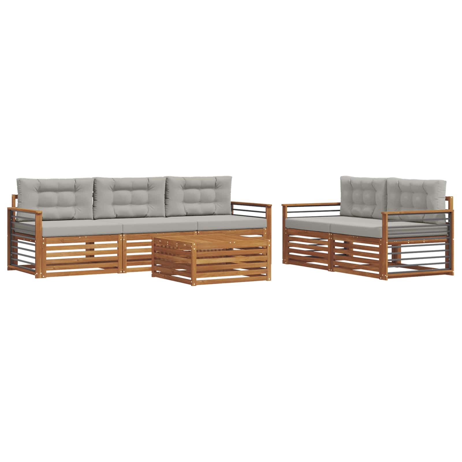 Set di divani da esterno 6 pcs Grigio Naturale e Chiaro | homemem39