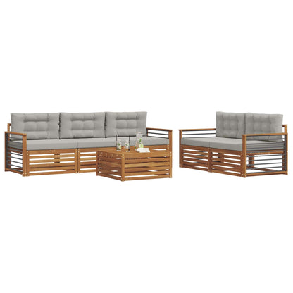 Set di divani da esterno 6 pcs Grigio Naturale e Chiaro