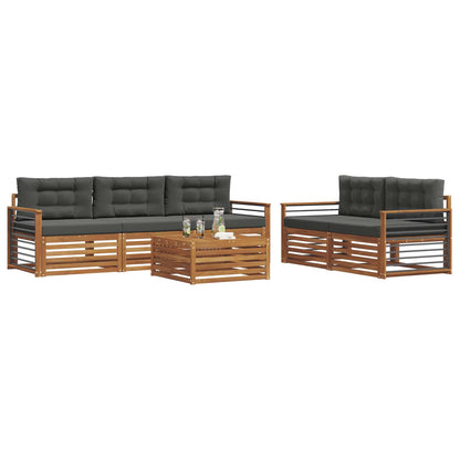Set di divani da esterno con cuscino 6 pcs Naturale e Antracite | homemem39
