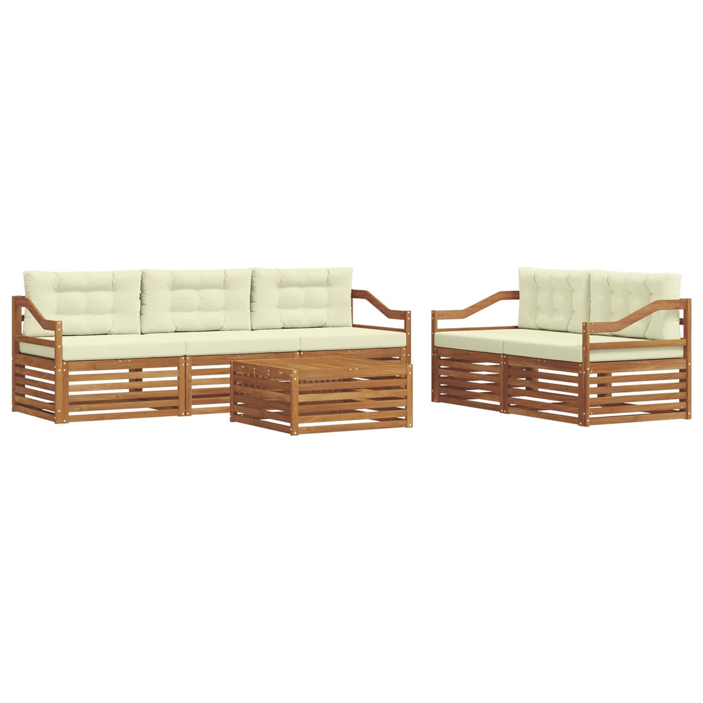 Set di divani da esterno con cuscino 6 pcs Naturale e Crema