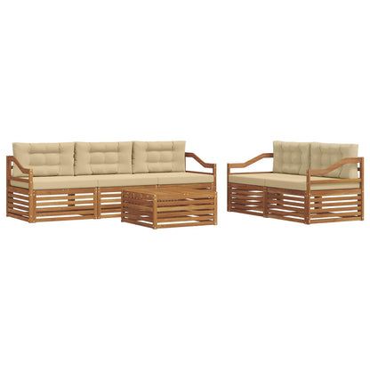 Set di divani da esterno con cuscino 6 pcs Naturale e Beige | homemem39
