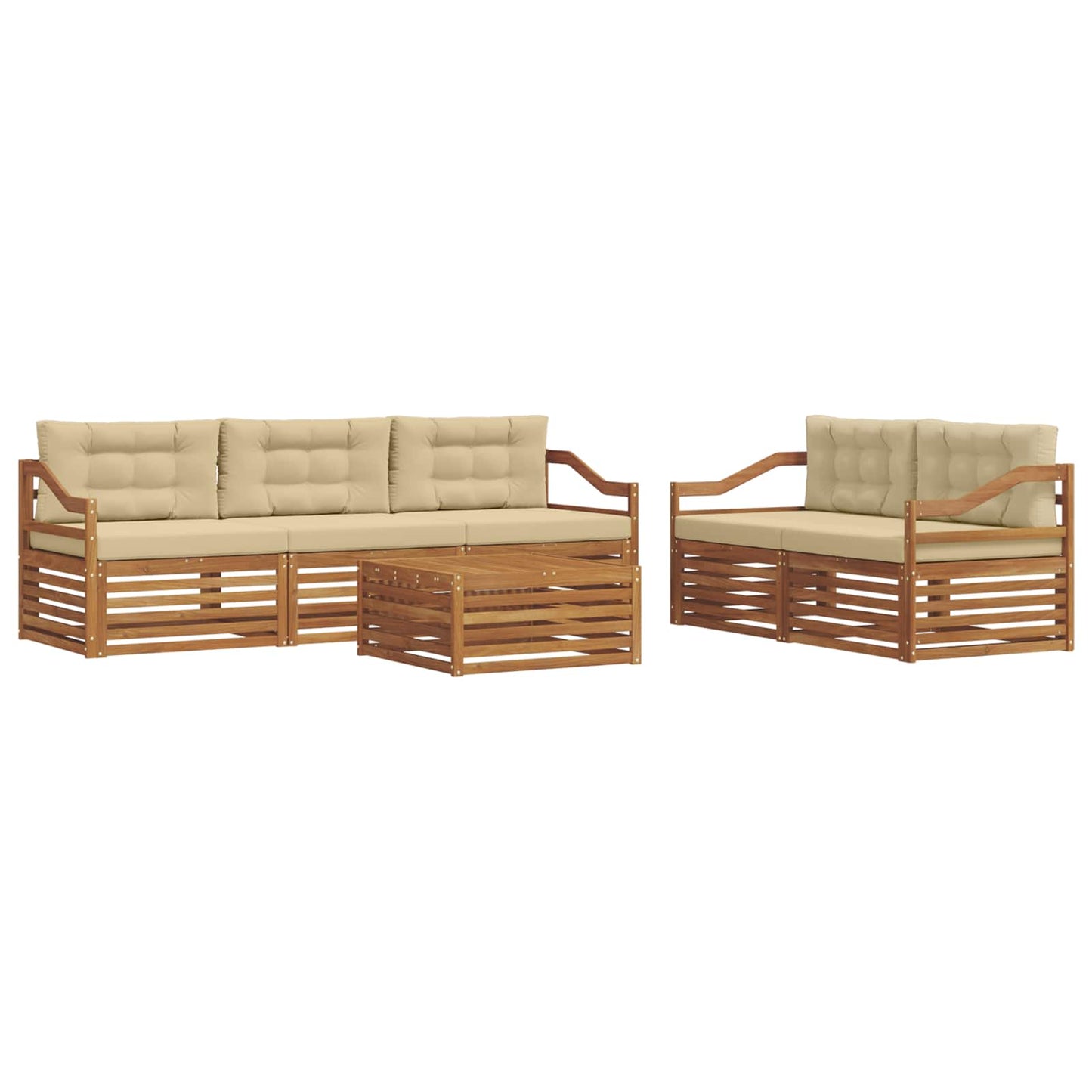 Set di divani da esterno con cuscino 6 pcs Naturale e Beige