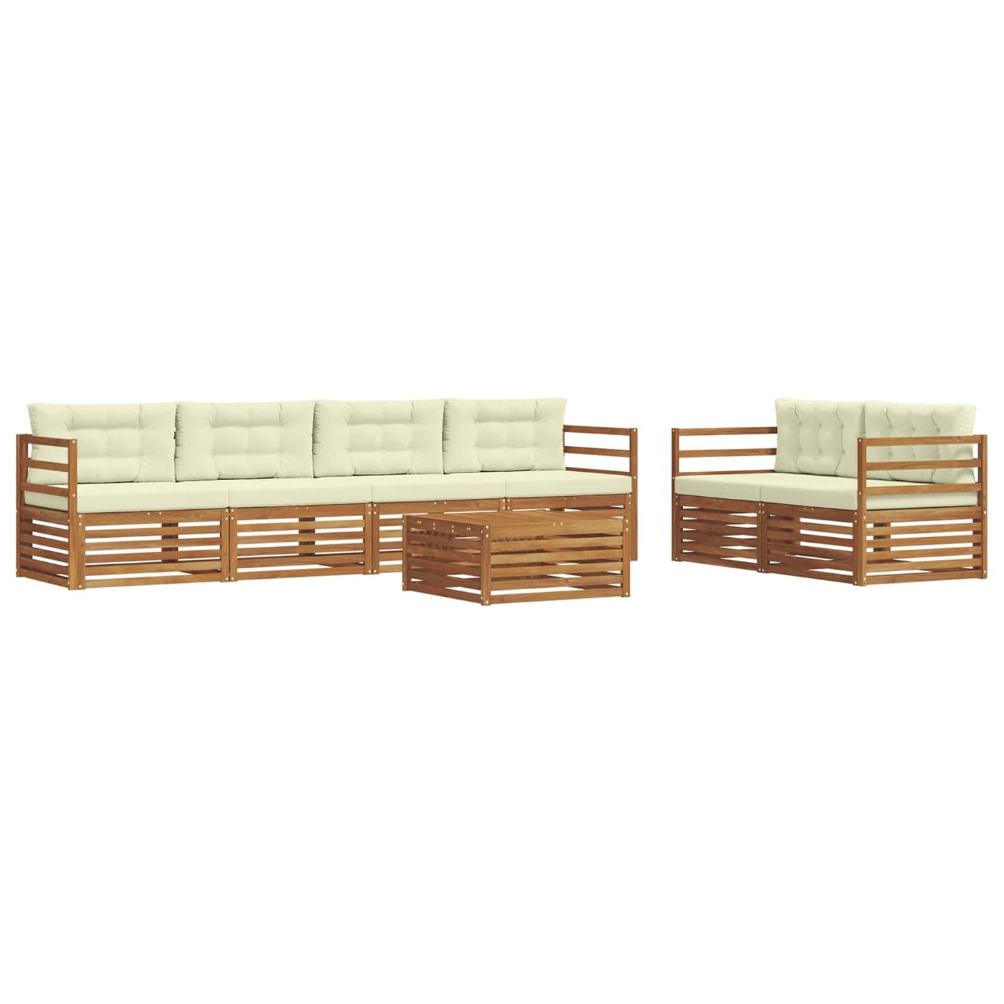 Set di divani da esterno con cuscino 7 pcs Naturale e Crema