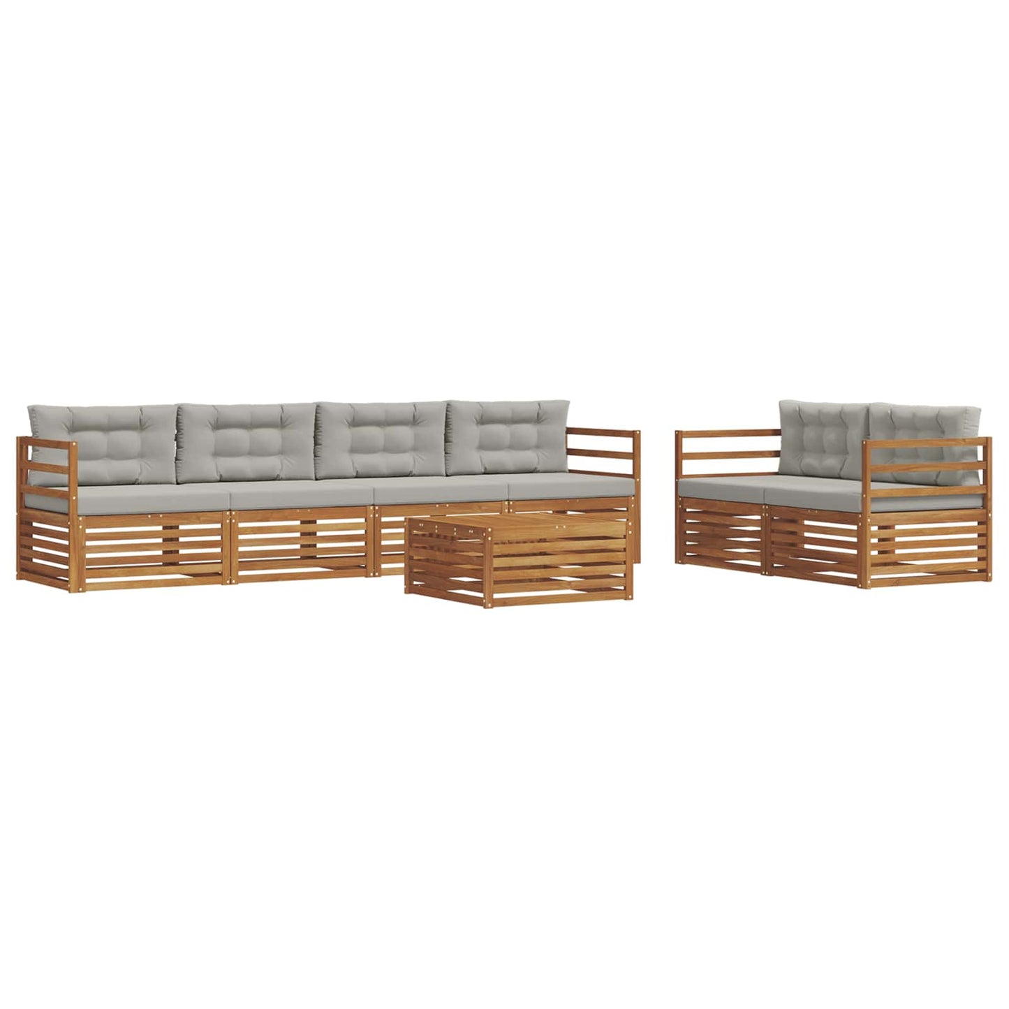 Set di divani da esterno 7 pcs Grigio Naturale e Chiaro | homemem39