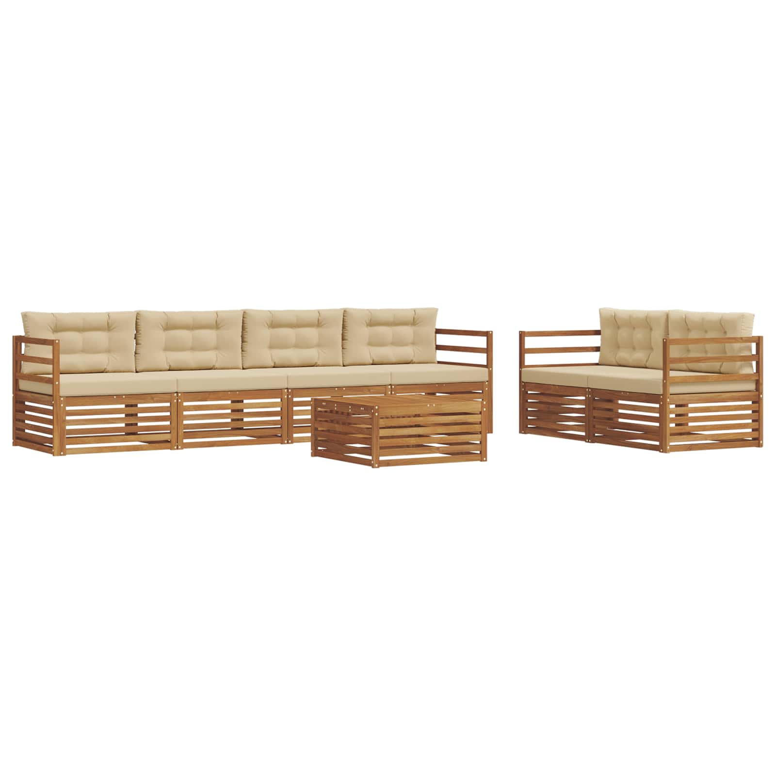 Set di divani da esterno con cuscino 7 pcs Naturale e Beige | homemem39