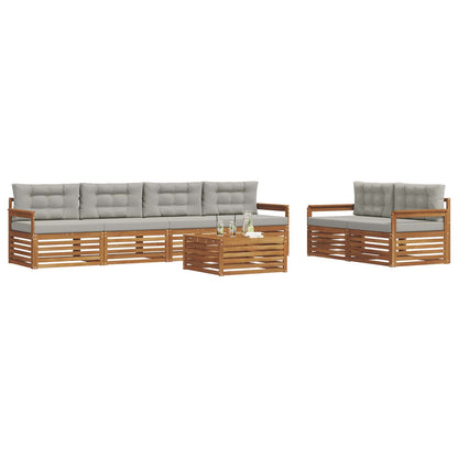 Set di divani da esterno 7 pcs Grigio Naturale e Chiaro | homemem39