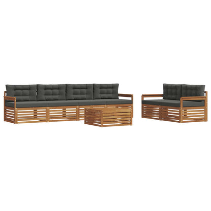 Set di divani da esterno con cuscino 7 pcs Naturale e Antracite | homemem39