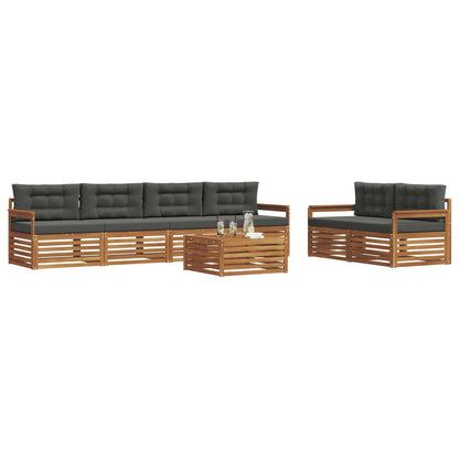 Set di divani da esterno con cuscino 7 pcs Naturale e Antracite