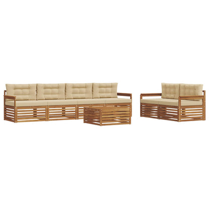 Set di divani da esterno con cuscino 7 pcs Naturale e Beige | homemem39