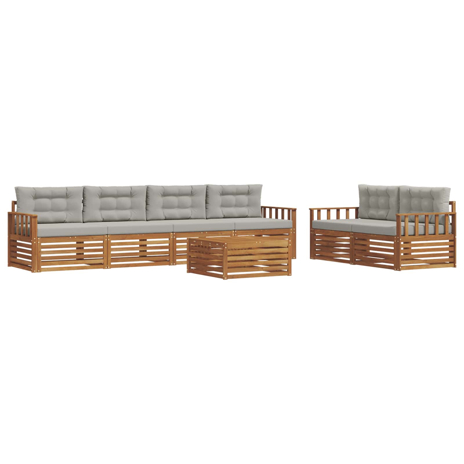 Set di divani da esterno 7 pcs Grigio Naturale e Chiaro | homemem39
