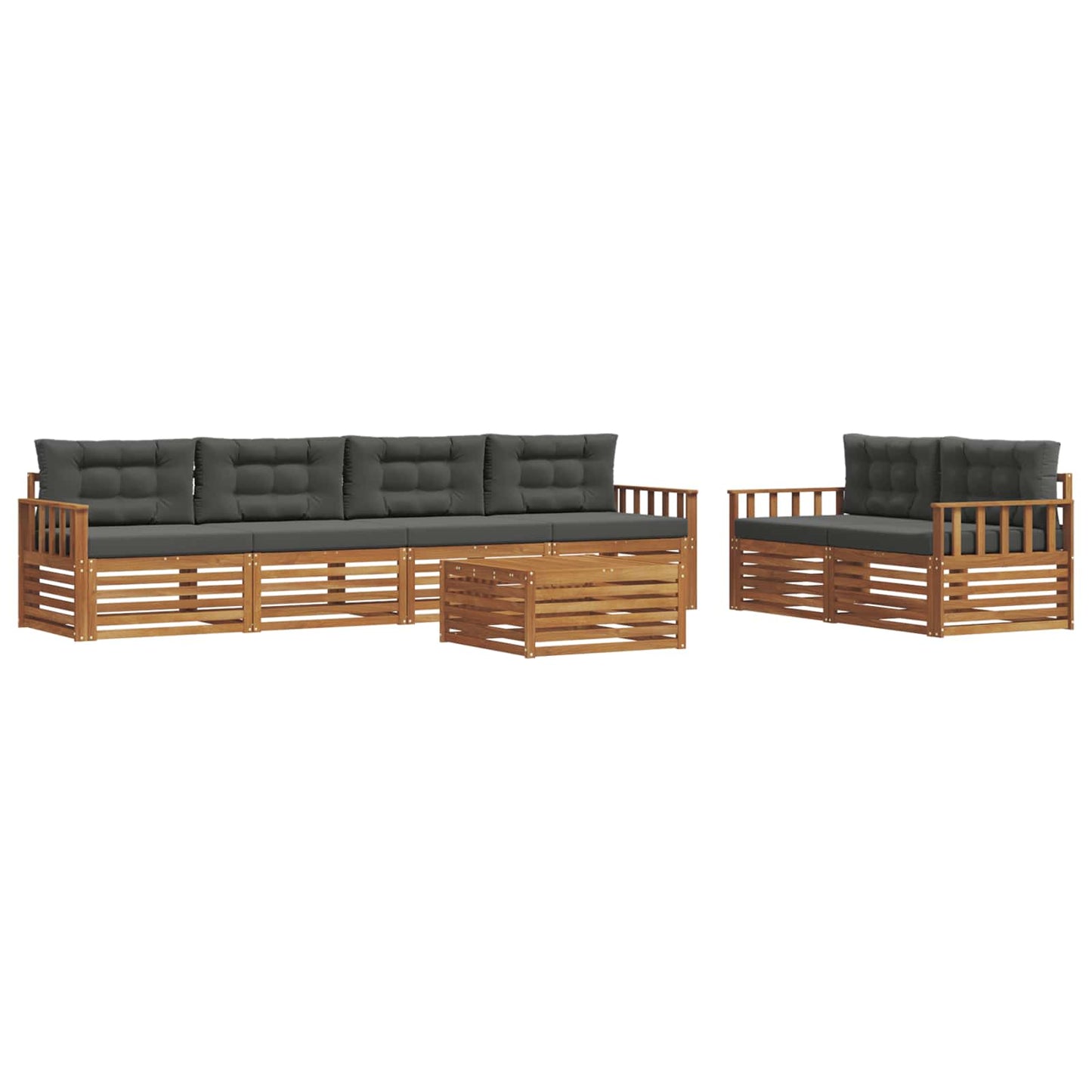 Set di divani da esterno con cuscino 7 pcs Naturale e Antracite | homemem39