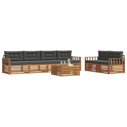 Set di divani da esterno con cuscino 7 pcs Naturale e Antracite | homemem39