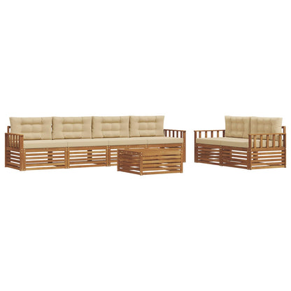Set di divani da esterno con cuscino 7 pcs Naturale e Beige