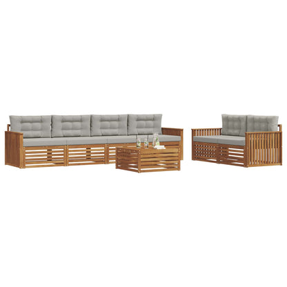 Set di divani da esterno 7 pcs Grigio Naturale e Chiaro | homemem39