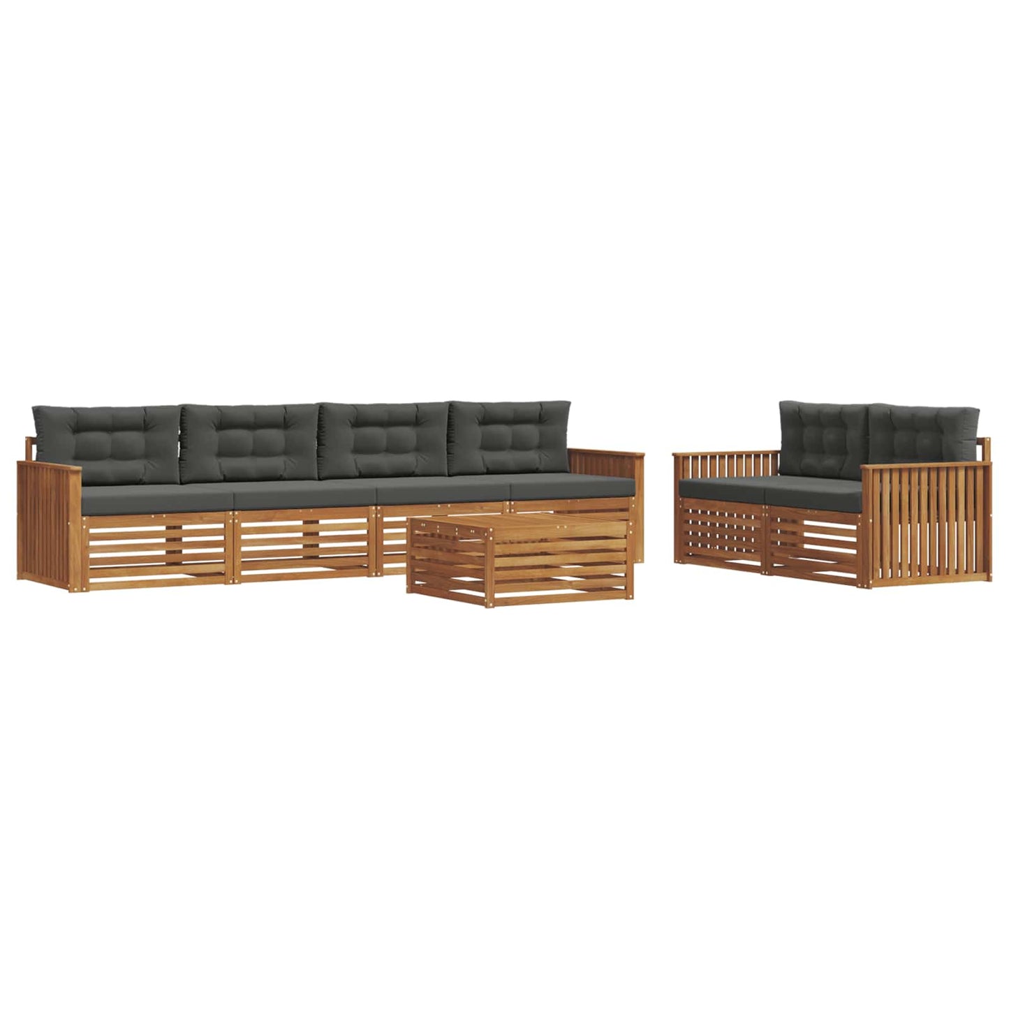 Set di divani da esterno con cuscino 7 pcs Naturale e Antracite | homemem39