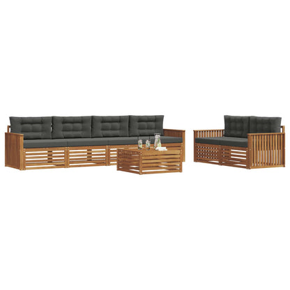Set di divani da esterno con cuscino 7 pcs Naturale e Antracite | homemem39