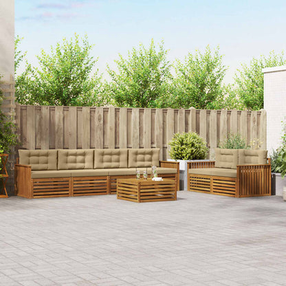 Set di divani da esterno con cuscino 7 pcs Naturale e Beige