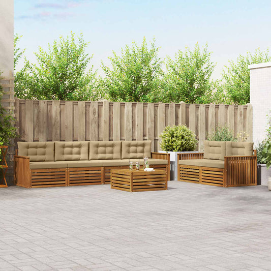 Set di divani da esterno con cuscino 7 pcs Naturale e Beige