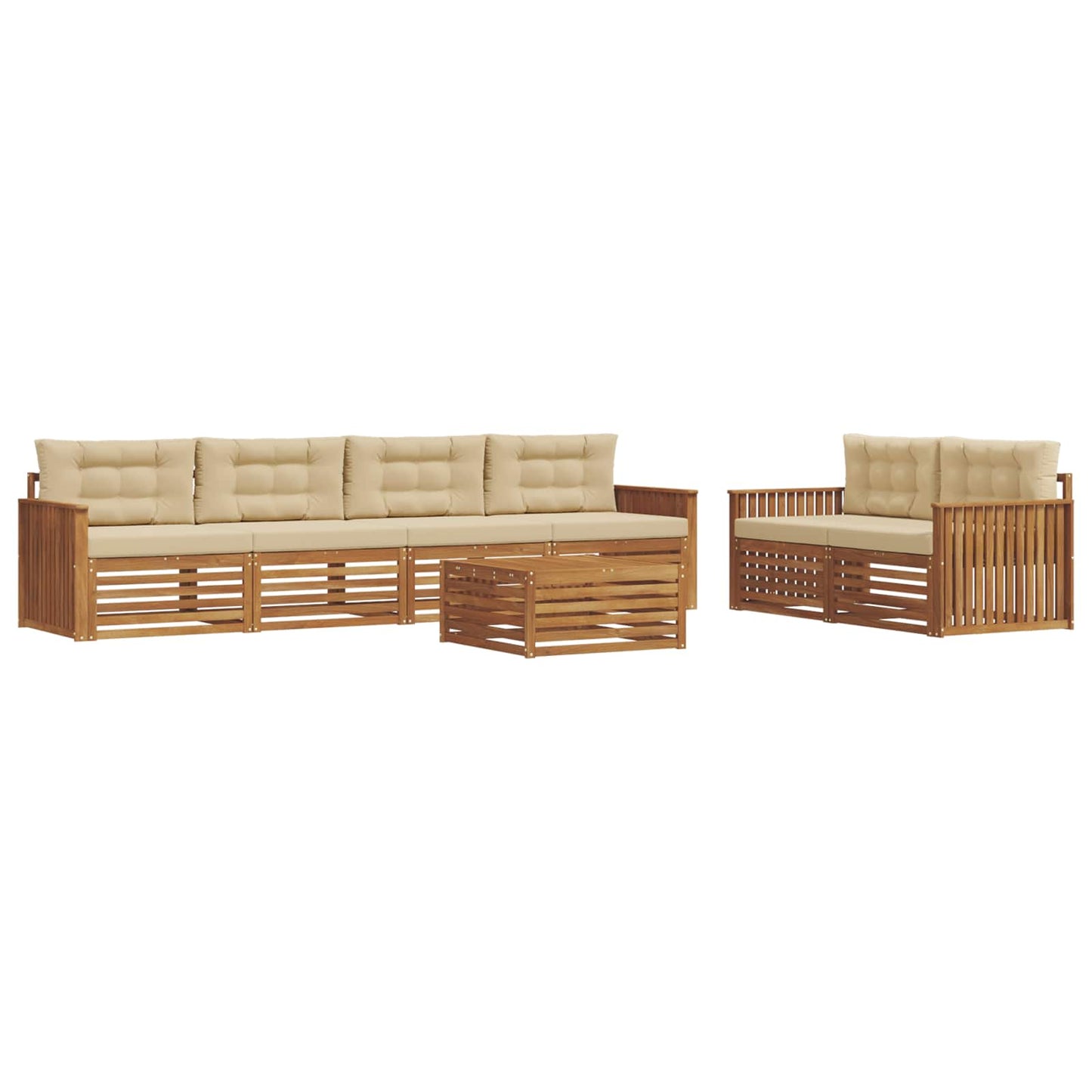 Set di divani da esterno con cuscino 7 pcs Naturale e Beige | homemem39