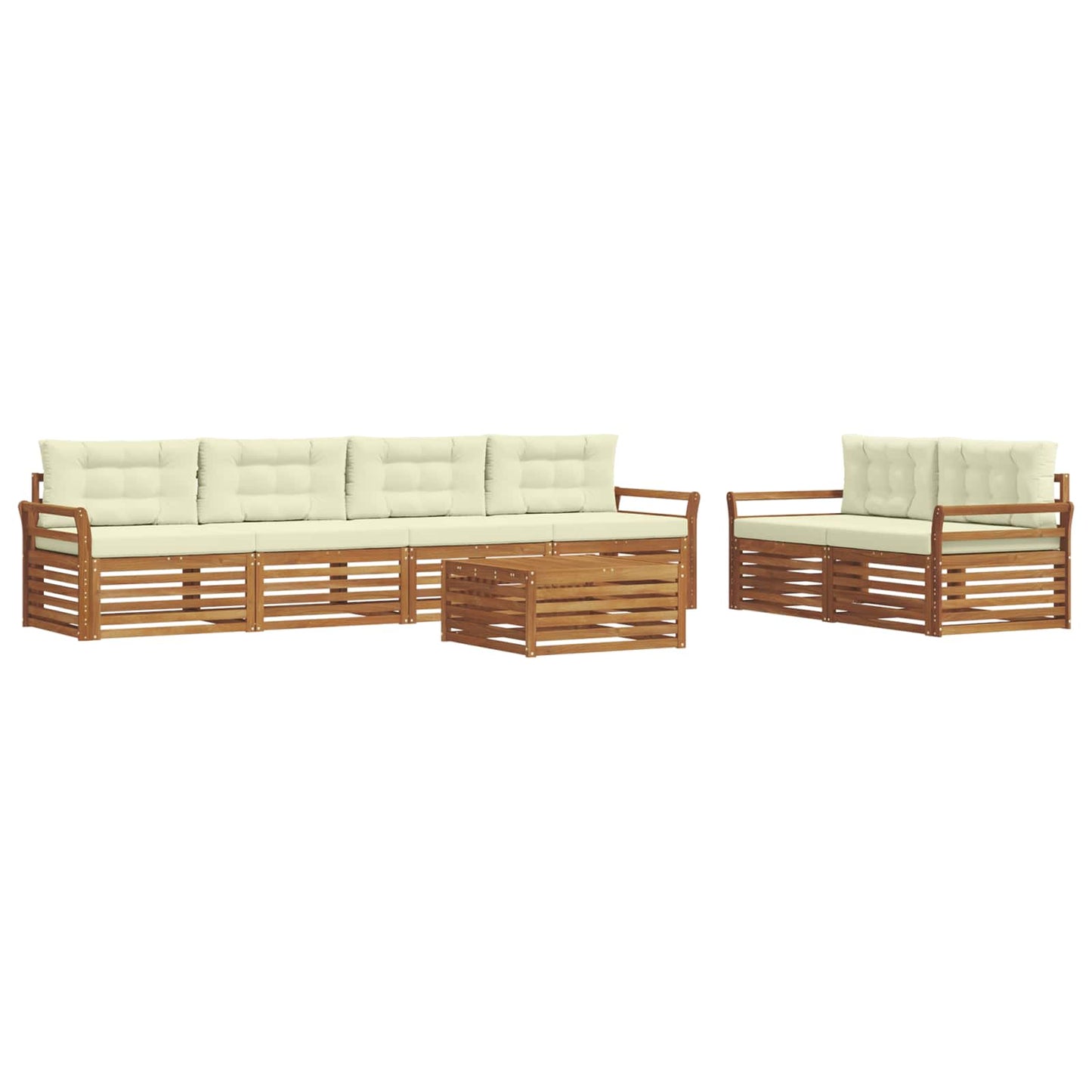 Set di divani da esterno con cuscino 7 pcs Naturale e Crema | homemem39