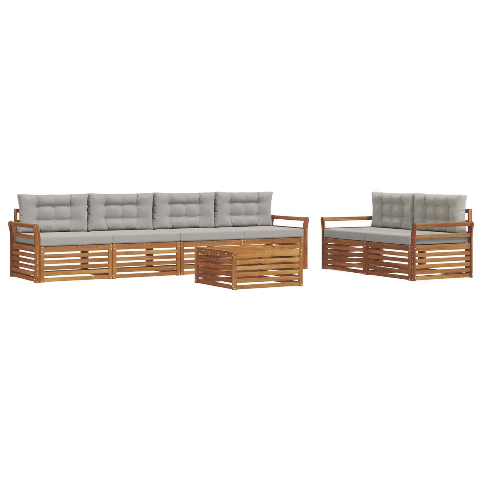 Set di divani da esterno 7 pcs Grigio Naturale e Chiaro | homemem39