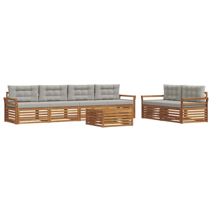 Set di divani da esterno 7 pcs Grigio Naturale e Chiaro | homemem39