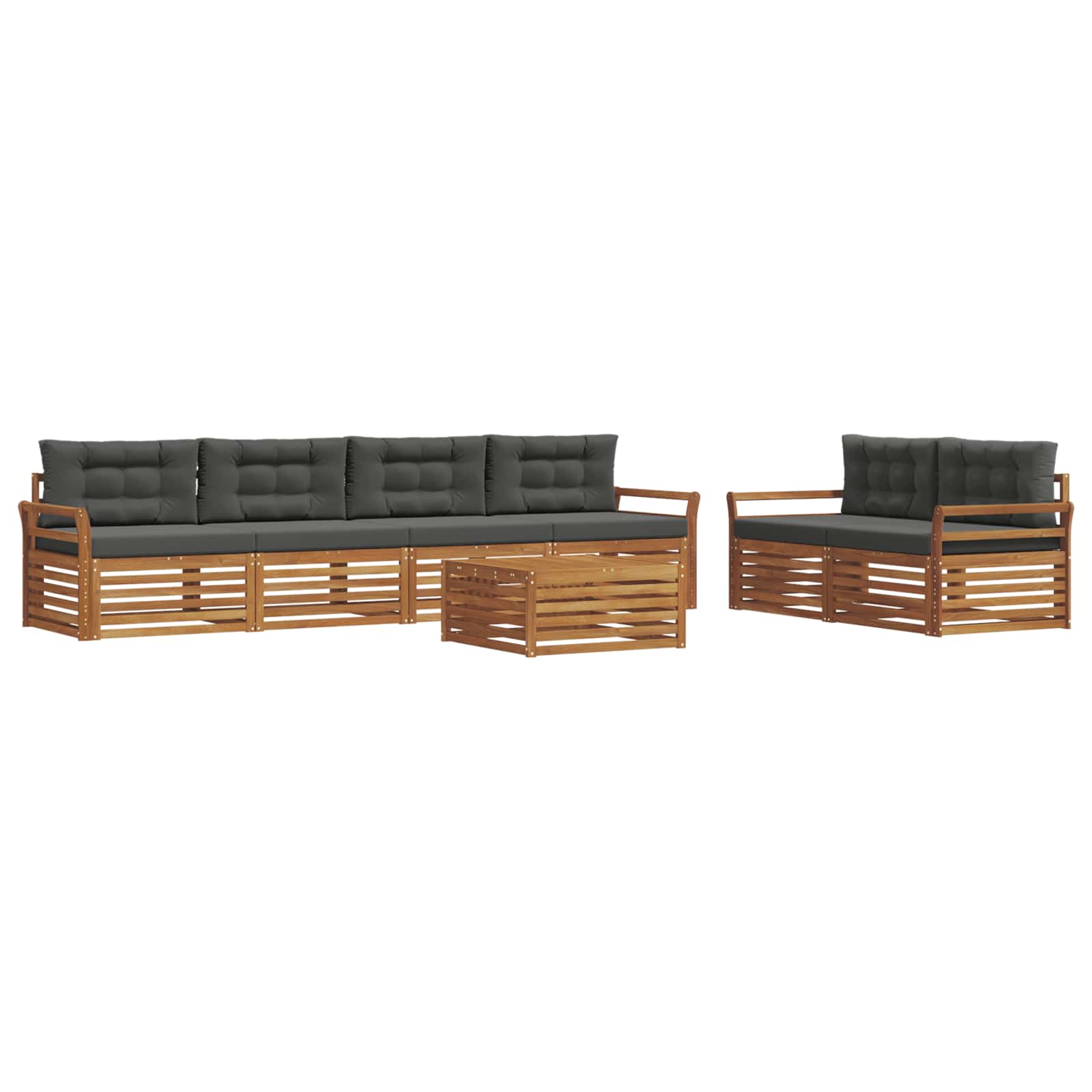 Set di divani da esterno con cuscino 7 pcs Naturale e Antracite | homemem39