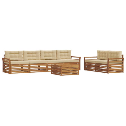 Set di divani da esterno con cuscino 7 pcs Naturale e Beige | homemem39