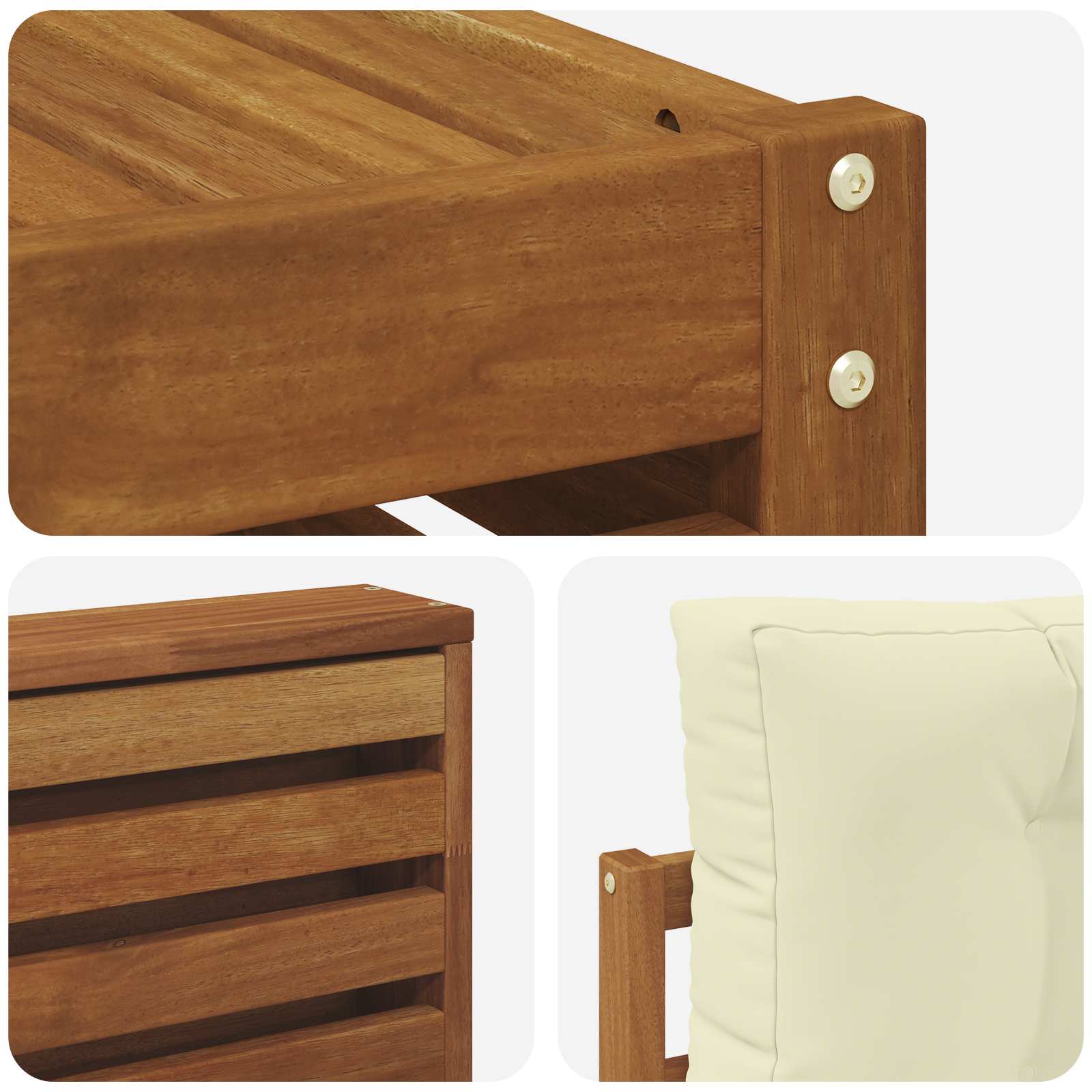 Set di divani da esterno con cuscino 7 pcs Naturale e Crema | homemem39