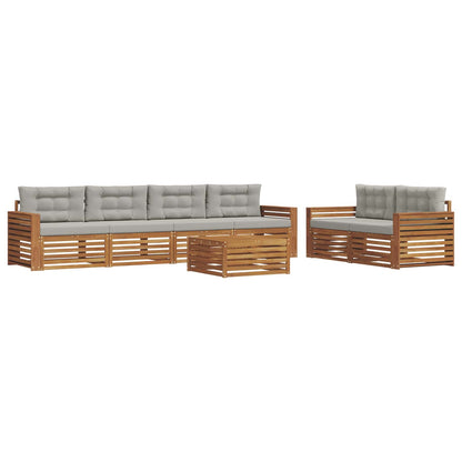 Set di divani da esterno 7 pcs Grigio Naturale e Chiaro | homemem39