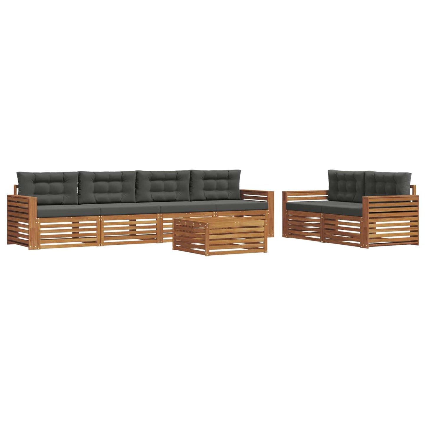 Set di divani da esterno con cuscino 7 pcs Naturale e Antracite | homemem39