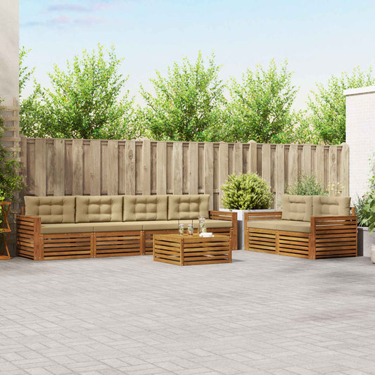 Set di divani da esterno con cuscino 7 pcs Naturale e Beige | homemem39