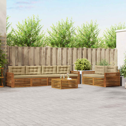 Set di divani da esterno con cuscino 7 pcs Naturale e Beige