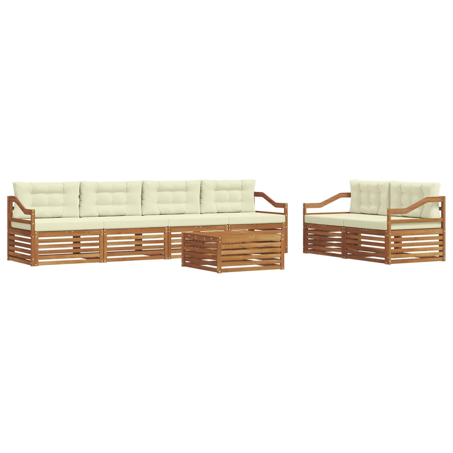 Set di divani da esterno con cuscino 7 pcs Naturale e Crema | homemem39