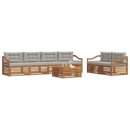 Set di divani da esterno 7 pcs Grigio Naturale e Chiaro