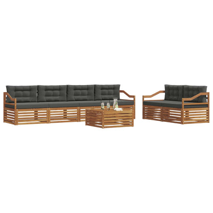 Set di divani da esterno con cuscino 7 pcs Naturale e Antracite