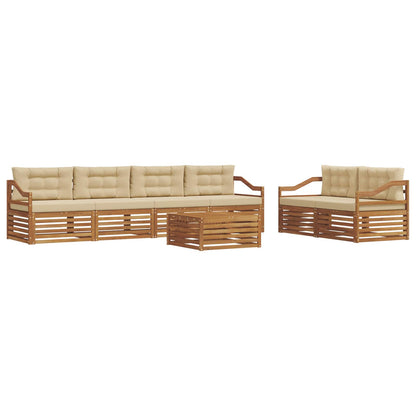 Set di divani da esterno con cuscino 7 pcs Naturale e Beige | homemem39