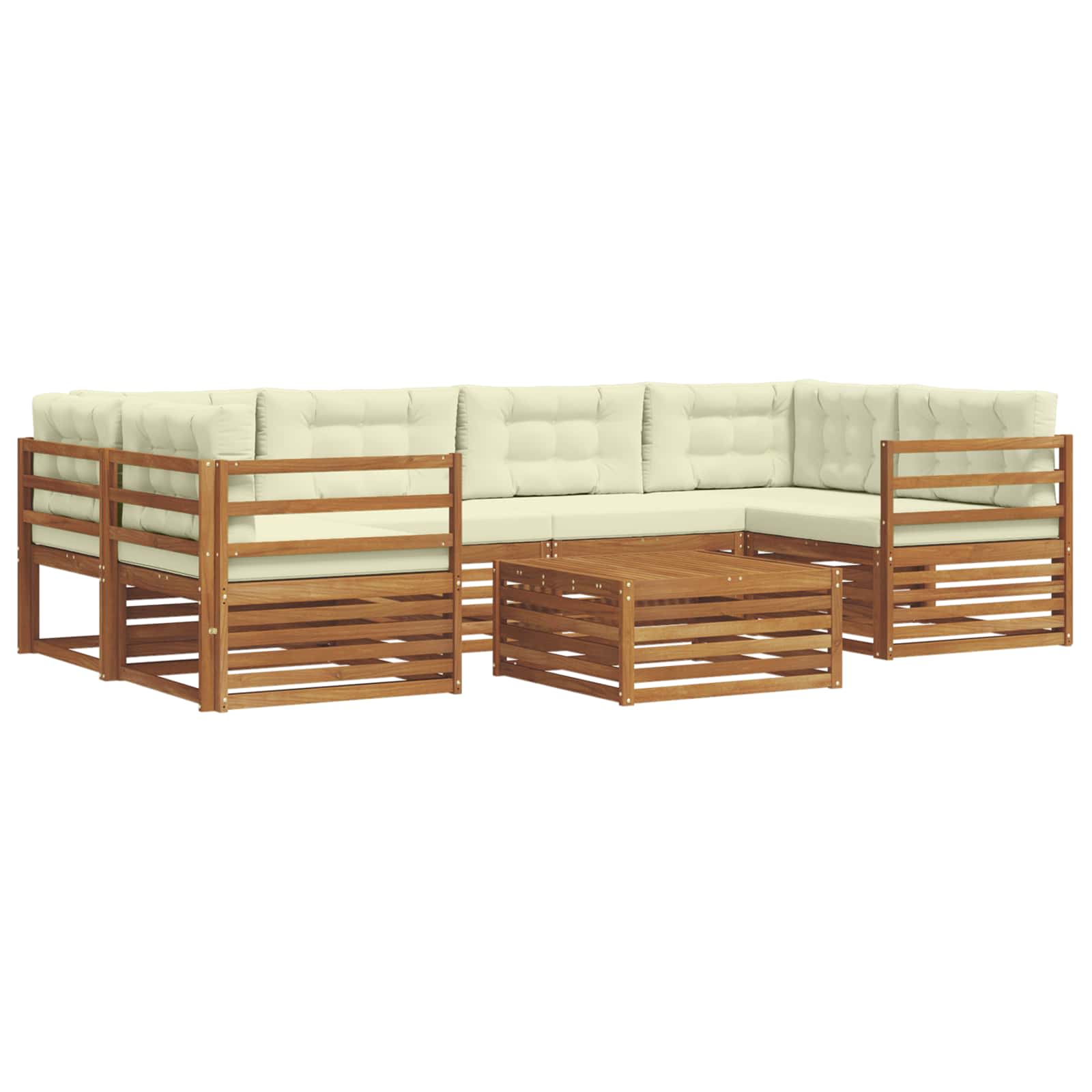 Set di divani da esterno con cuscino 7 pcs Naturale e Crema | homemem39