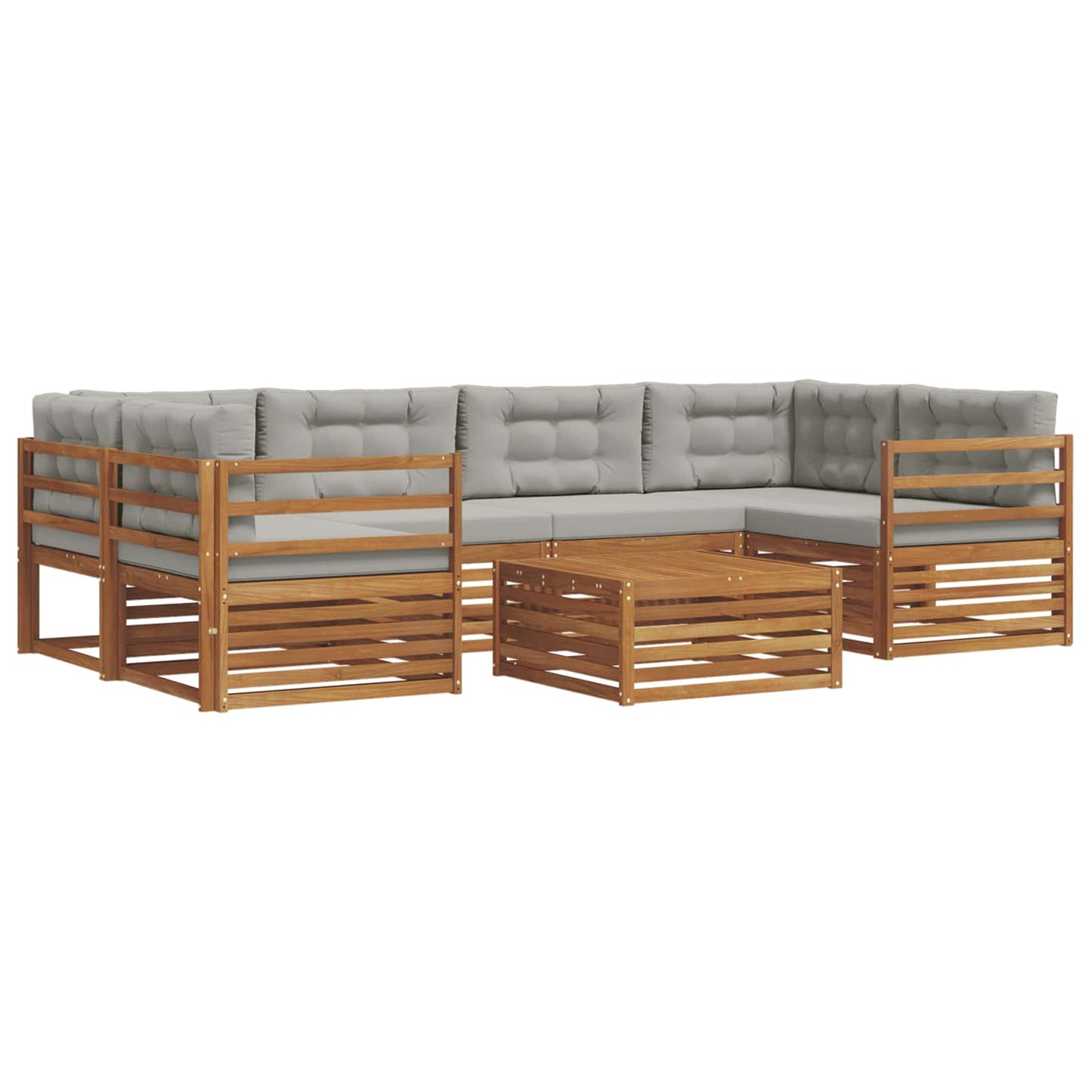 Set di divani da esterno 7 pcs Grigio Naturale e Chiaro | homemem39